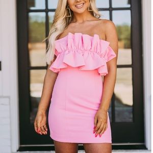 These Three Boutique Pink Ruffle Mini Dress